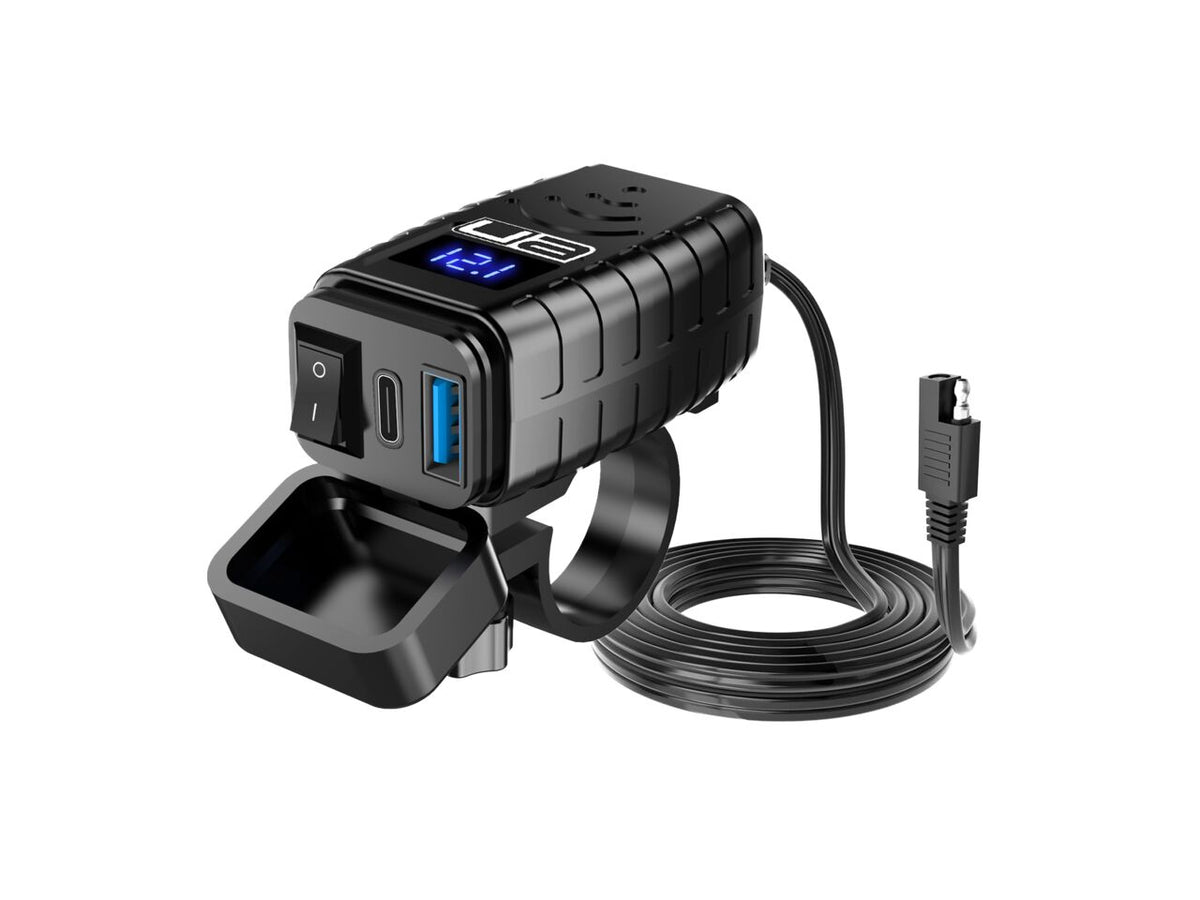 Ultimateaddons Motorcycle SAE to USB charger with LED voltmeter
