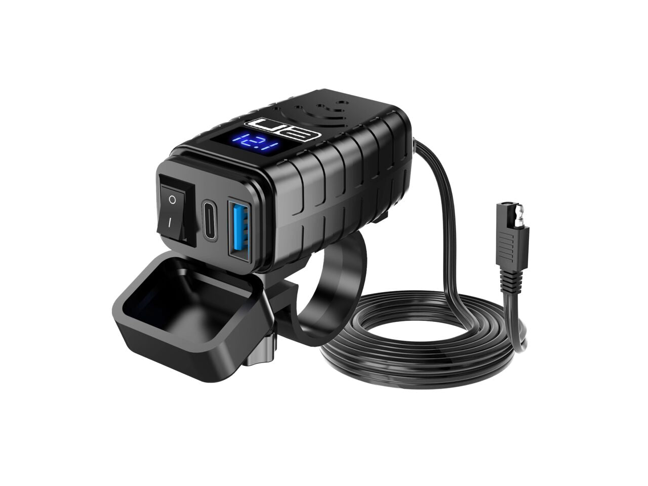 Ultimateaddons Motorcycle SAE to USB charger with LED voltmeter