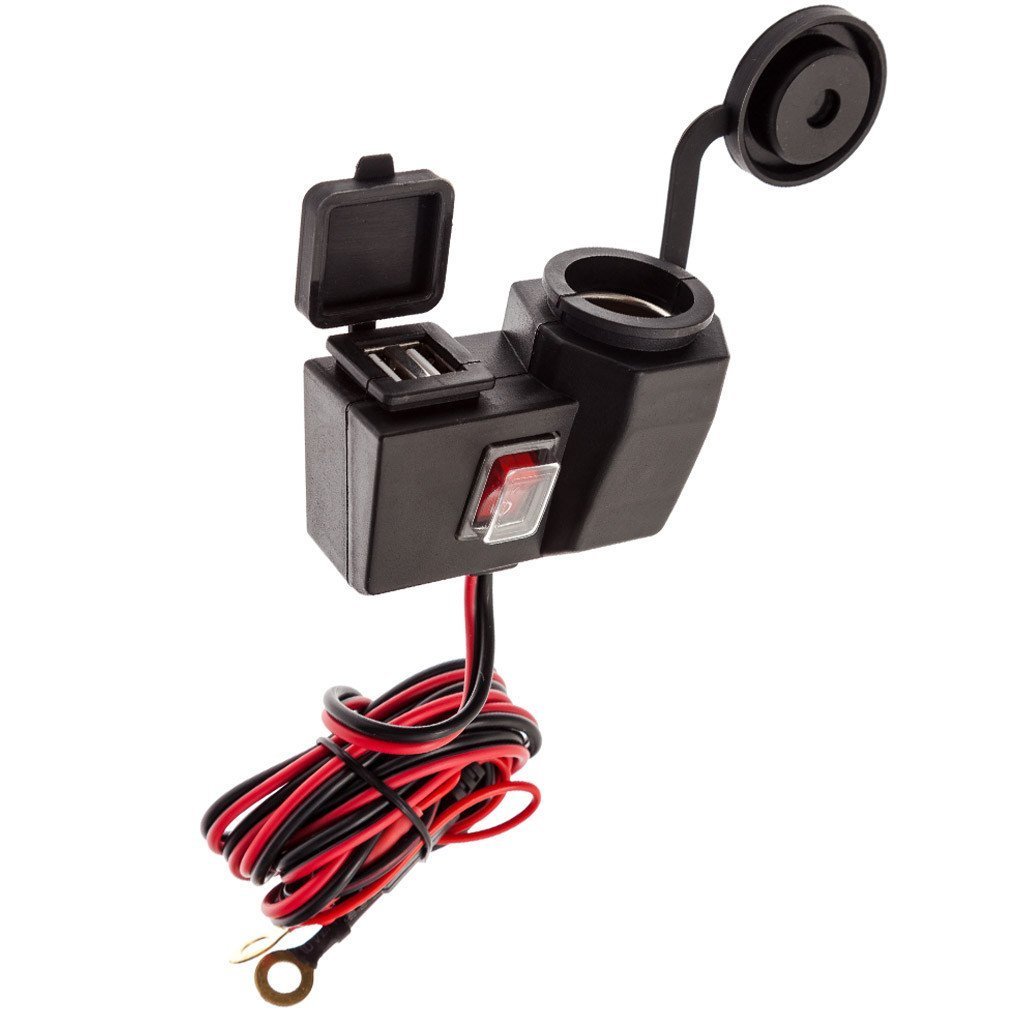 Motorcycle Handlebar Charger Mount 12V + Dual USB Charger - Ultimateaddons