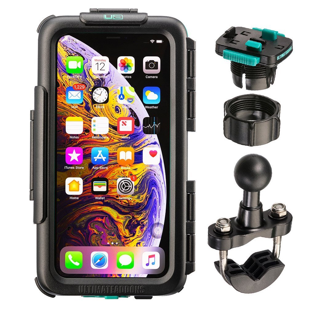 Bike Handlebar Waterproof Tough Case Mounting Kit Apple iPhone XS Max - Ultimateaddons